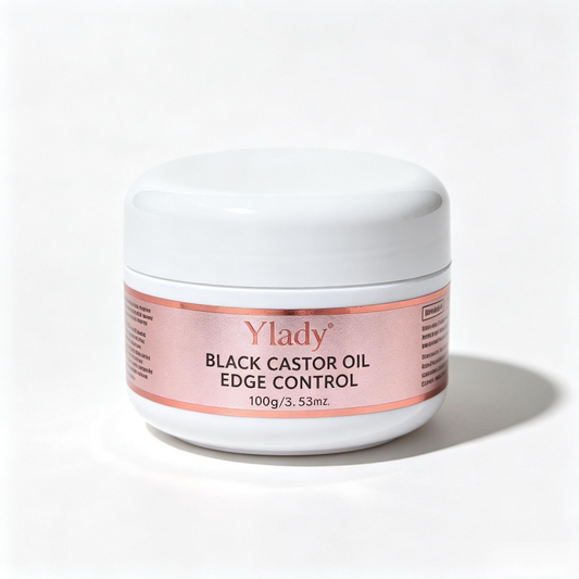 Ylady Black Castor Oil Edge Control, Strong Hold Edge Gel for 2A‑4C Curly Hair, Non‑Flaking Hair Edge Styling Cream 100g