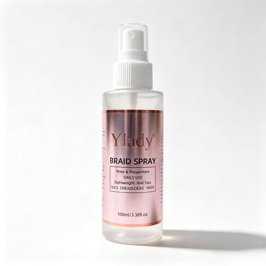 Ylady Braid Spray 100ml Rose & Peppermint, Lightweight Anti‑Frizz Spray for Locs, Dreadlocks & Twist Hairstyles
