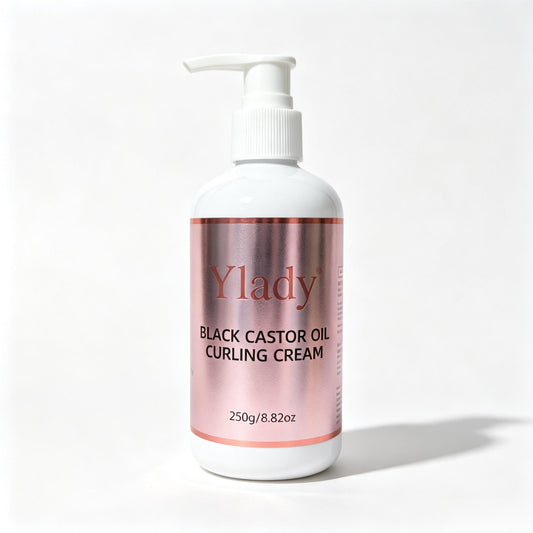 Ylady Black Castor Oil Curling Cream 250g, Defining Curl Cream for 2A‑4C Textured Hair